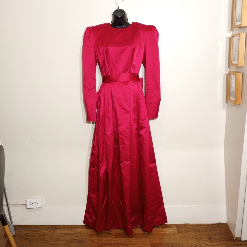 Vintage Deep Magenta/red Satin Gown